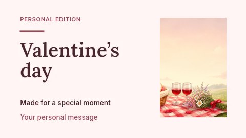 Valentine’s Day Picnic Setup with Cookies and Wine in Valentine’s Day · Horizontal photo dialogue