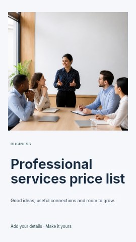 Professional services price list instagram story template