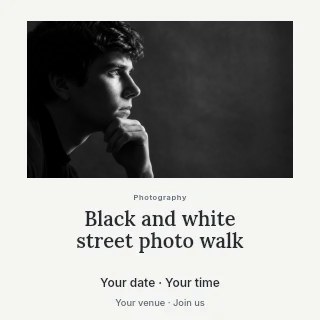 Black and white thoughtful young man portrait in Black and white street photo walk social media post · Quiet photo gallery