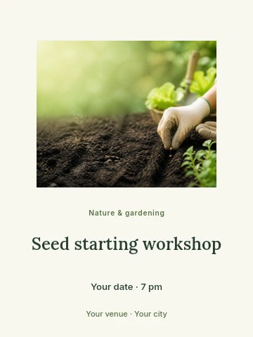 Seed starting workshop poster template