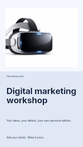 modern virtual reality headset isolated in Digital marketing workshop instagram story template