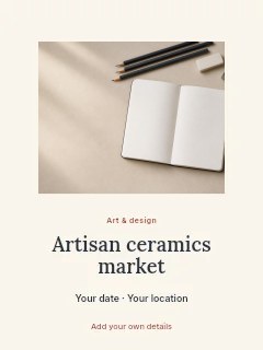 Open notebook with drawing pencils and stationery in Objects with a Story · Picture window