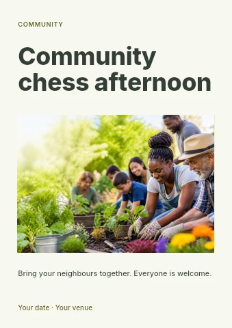 Community chess afternoon flyer template