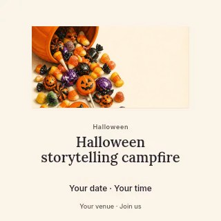 Halloween storytelling campfire social media post template · Picture window