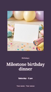 Milestone birthday dinner instagram story template · Picture window