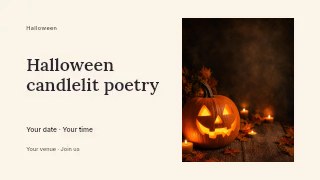 Halloween candlelit poetry presentation cover template · Horizontal photo dialogue