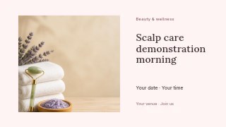 Scalp care demonstration morning presentation cover template · Horizontal photo dialogue
