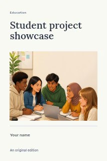 Student project showcase book cover template · Title & photograph