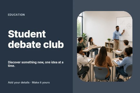 Student debate club postcard template