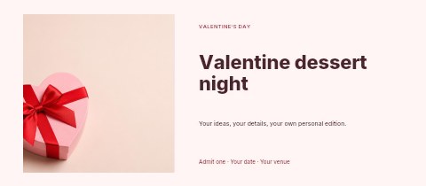 Valentine dessert night event ticket template