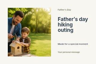 Father’s Day hiking outing postcard template · Horizontal photo dialogue