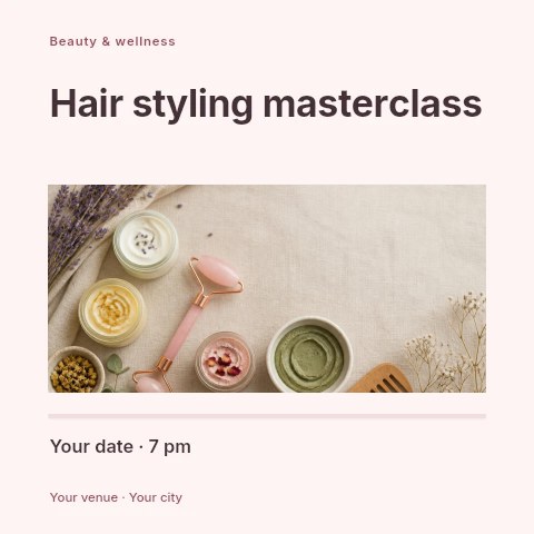 Hair styling masterclass social media post template