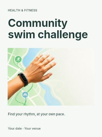 Community swim challenge poster template