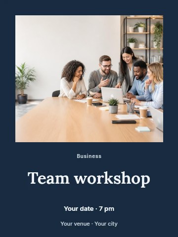 Diverse Team Collaborating Around Laptop in Team workshop poster template