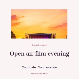 Outdoor concert at vibrant sunset in Open air film evening · Picture window