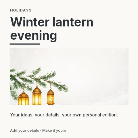 Winter lantern evening social media post template