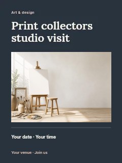 Print collectors studio visit poster template · Title & photograph