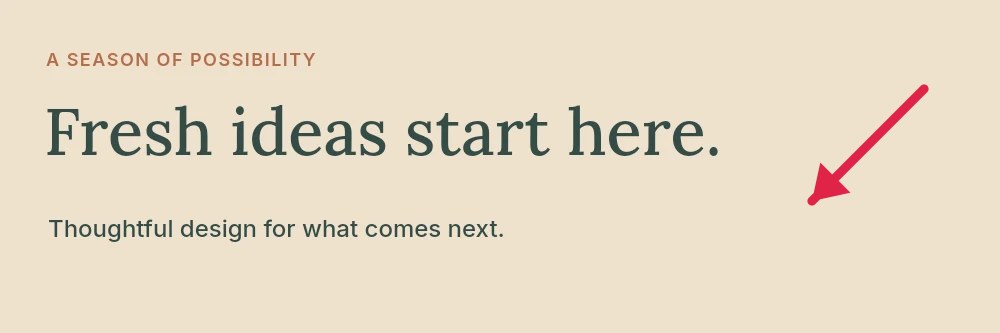 South-west straight arrow · solid head in Season of fresh ideas · Creative banner