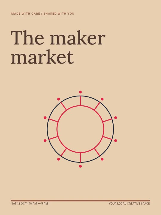 Dot radial emblem · 10 motifs and spokes in The maker market · Illustrated poster