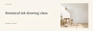Botanical ink drawing class banner template · Horizontal photo dialogue