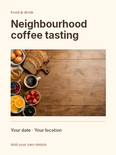 Neighbourhood coffee tasting invitation template · Title & photograph