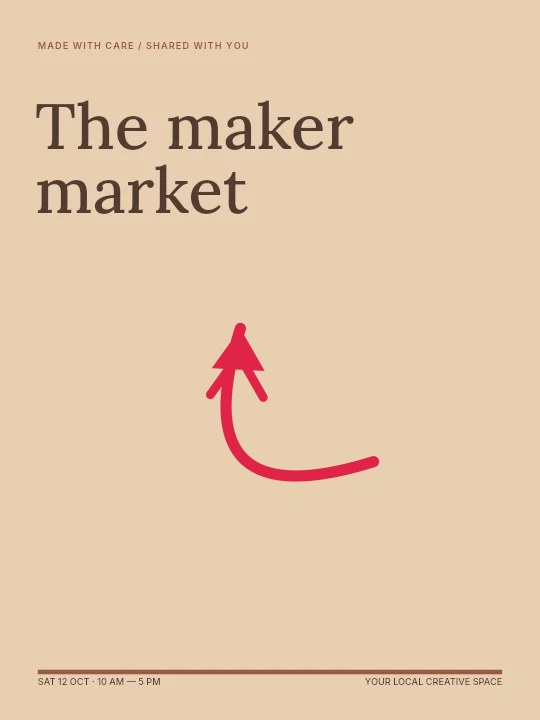 North-west arc arrow · double head in The maker market · Illustrated poster
