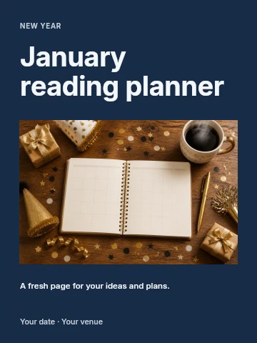 January reading planner invitation template