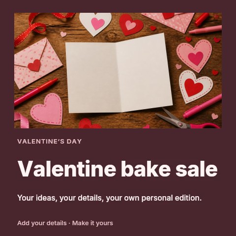 Valentine bake sale social media post template