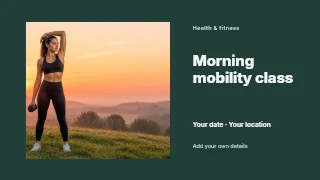 Morning mobility class youtube thumbnail template · Horizontal photo dialogue
