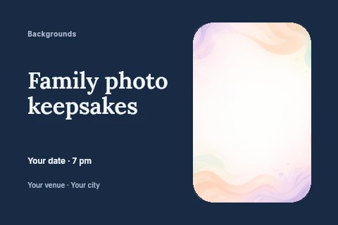 Pastel watercolor abstract background in Family photo keepsakes postcard template