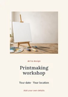 Printmaking workshop flyer template · Picture window