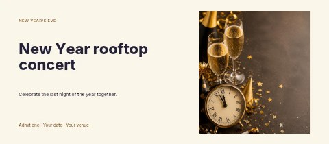 New Year rooftop concert event ticket template