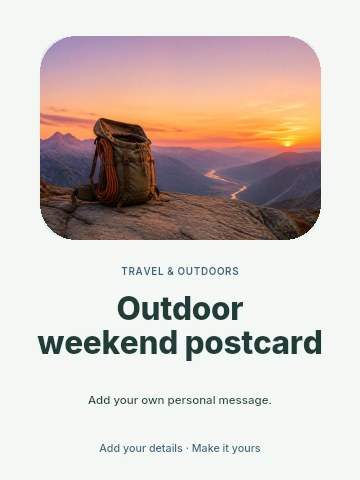 Outdoor weekend postcard greeting card template