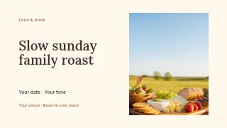 Slow Sunday family roast presentation cover template · Horizontal photo dialogue