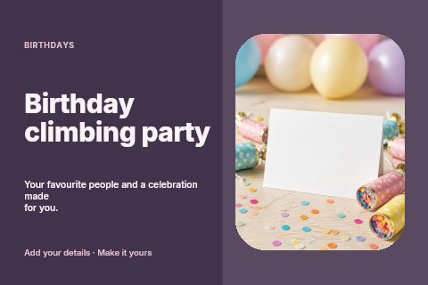 Birthday climbing party postcard template