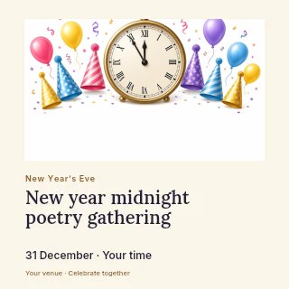 New Year midnight poetry gathering social media post template · Gallery editorial