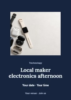 Local maker electronics afternoon flyer template · Picture window
