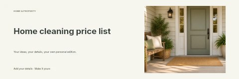 Home cleaning price list banner template