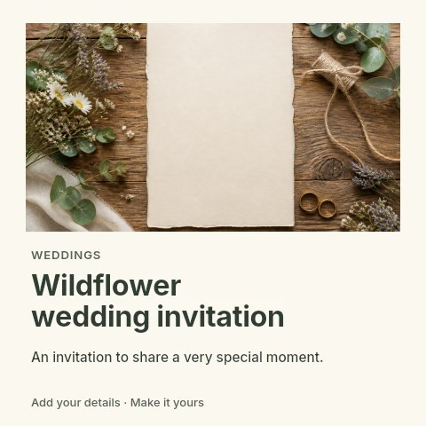 Wildflower wedding invitation social media post template