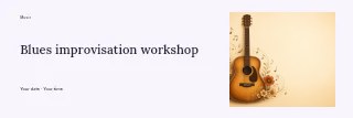 Blues improvisation workshop banner template · Horizontal photo dialogue