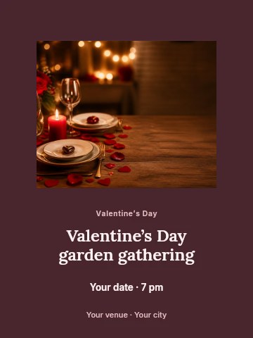 Valentine’s Day garden gathering invitation template