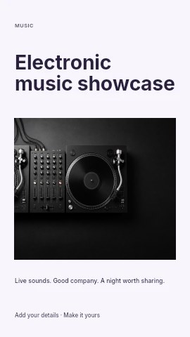 Electronic music showcase instagram story template