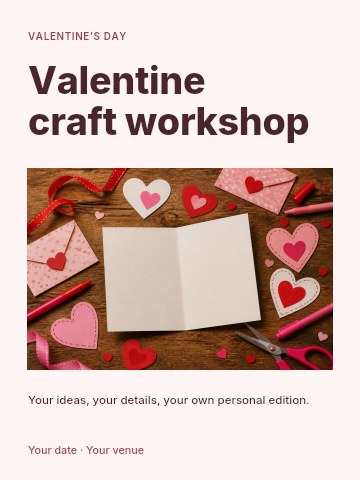 Valentine craft workshop invitation template