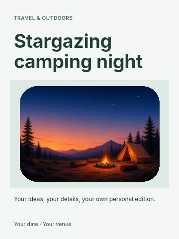 Stargazing camping night poster template