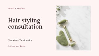 Hair styling consultation youtube thumbnail template · Horizontal photo dialogue