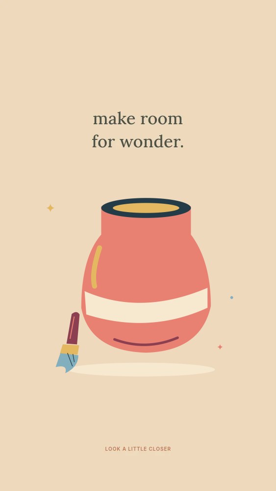 Handmade clay pot and artist brush in Make room for wonder · Abstract wallpaper