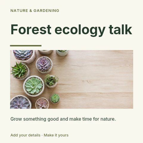 Forest ecology talk social media post template