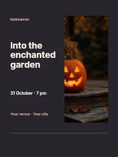 Enchanted Halloween garden photo layout poster template · Split portrait