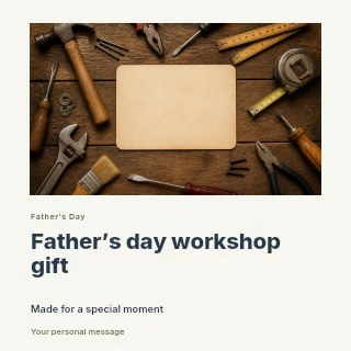 Workbench with vintage handyman tools in Father’s Day workshop gift · Gallery editorial