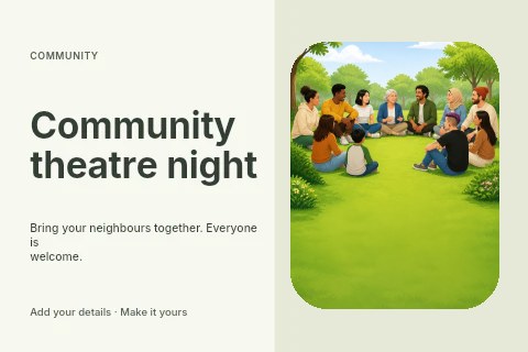 Community theatre night postcard template